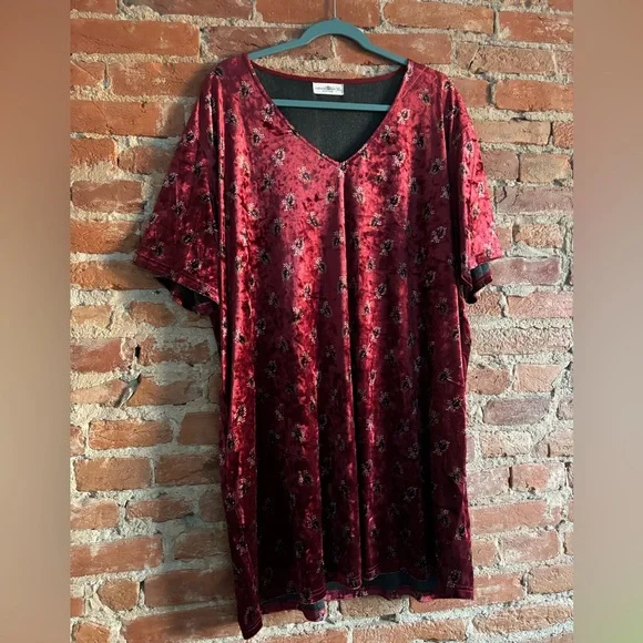 Natural Life red velvet mini dress - Picture 1 of 3